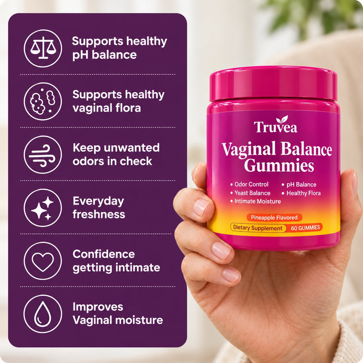 Vaginal Balance Gummies - Daily Support for pH Balance, Freshness & Confidence