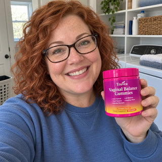 Customer holding Truvea gummies
