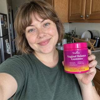 Customer holding Truvea gummies